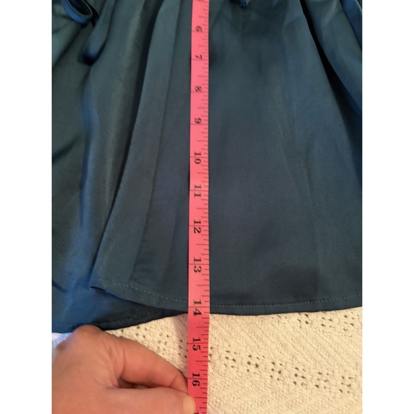 New Gigio sz medium satin camisole top lace bodice Deep V Party Blouse Aqua/blue - Picture 6 of 7